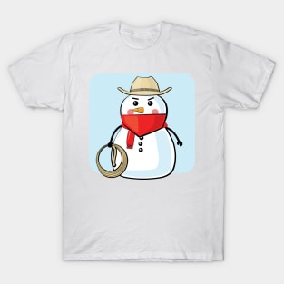 Snowman Cowboy - Funny Illustration T-Shirt